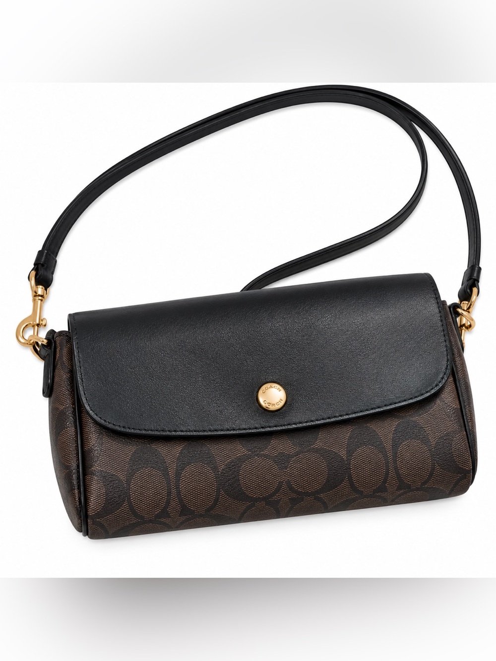 Coach F59534 Reversible Signature Canvas Crossbody Bag Brown Black